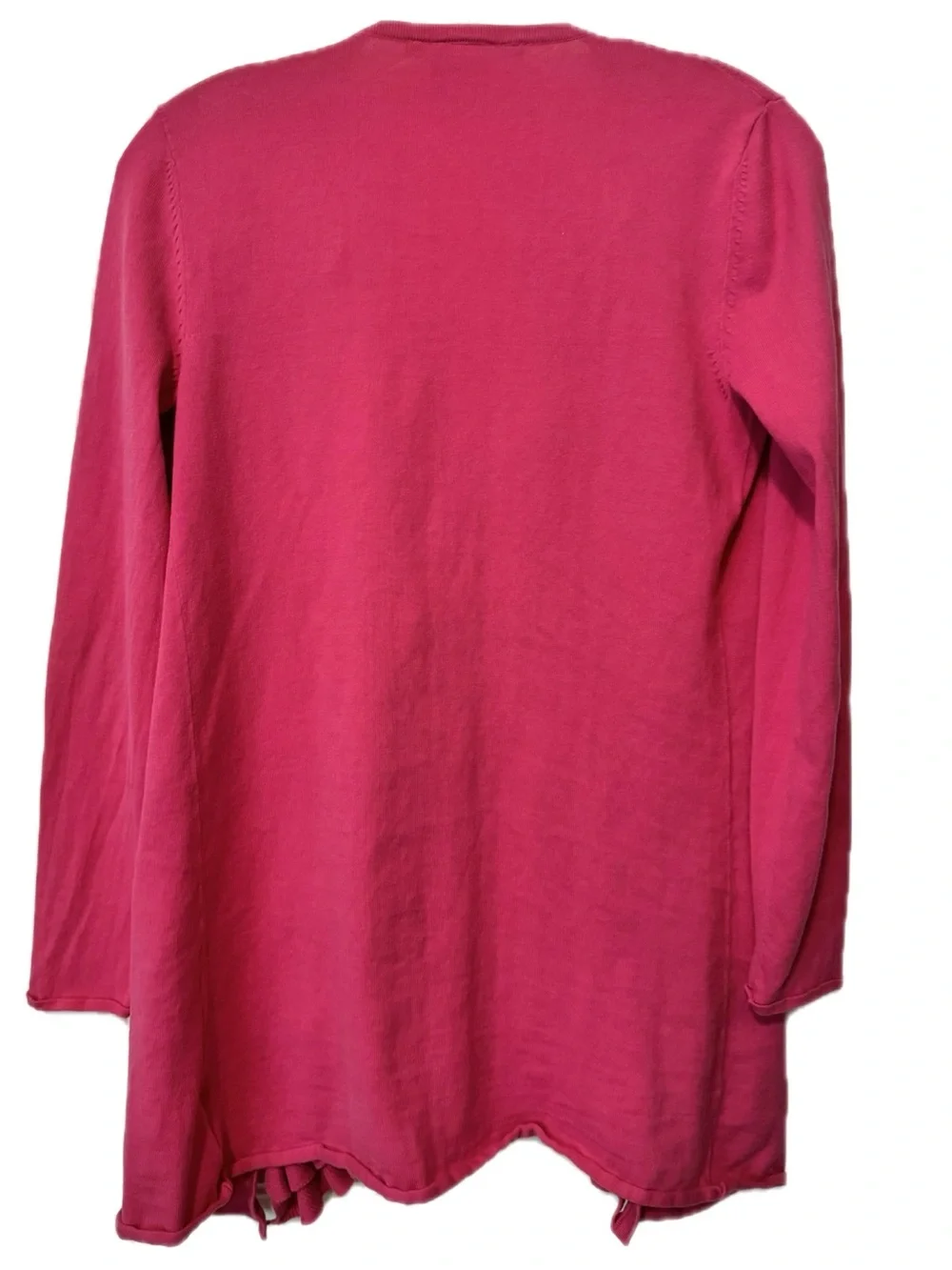 Tory Burch Pink Ruffle Open Front Cardigan Sweater XS 100% Cotton Lightweight